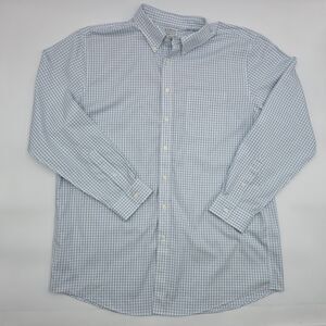 LL Bean Shirt Mens Sz 17.5 White Oxford Plaid Button Up Wrinkle Free 300450
